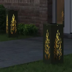 vidaXL Solar LED Pad Licht 2 pcs Olijf Groen Koudgewalst staal