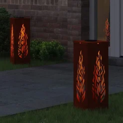 vidaXL Solar LED Pad Licht 2 pcs Brons Cortenstaal