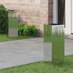 vidaXL Solar LED Pad Licht 2 pcs Zilver Gegalvaniseerd