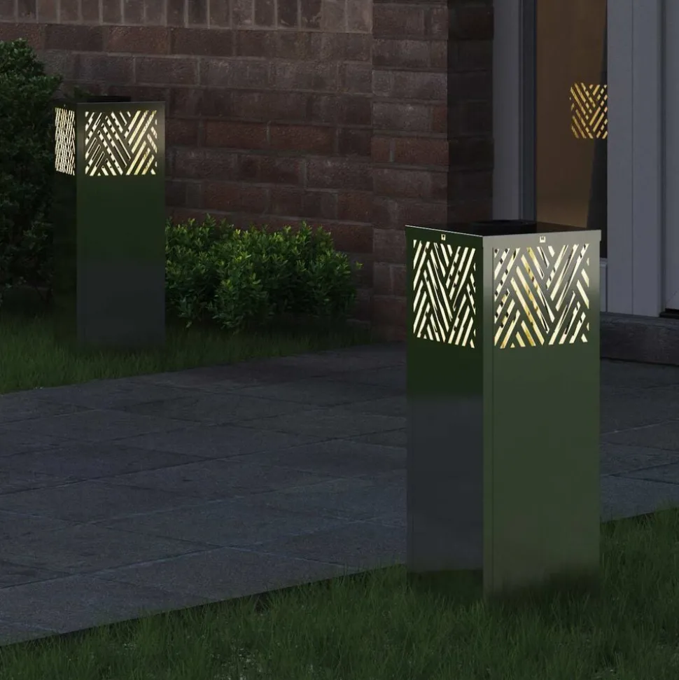vidaXL Solar LED Pad Licht 2 pcs Zilver Gegalvaniseerd