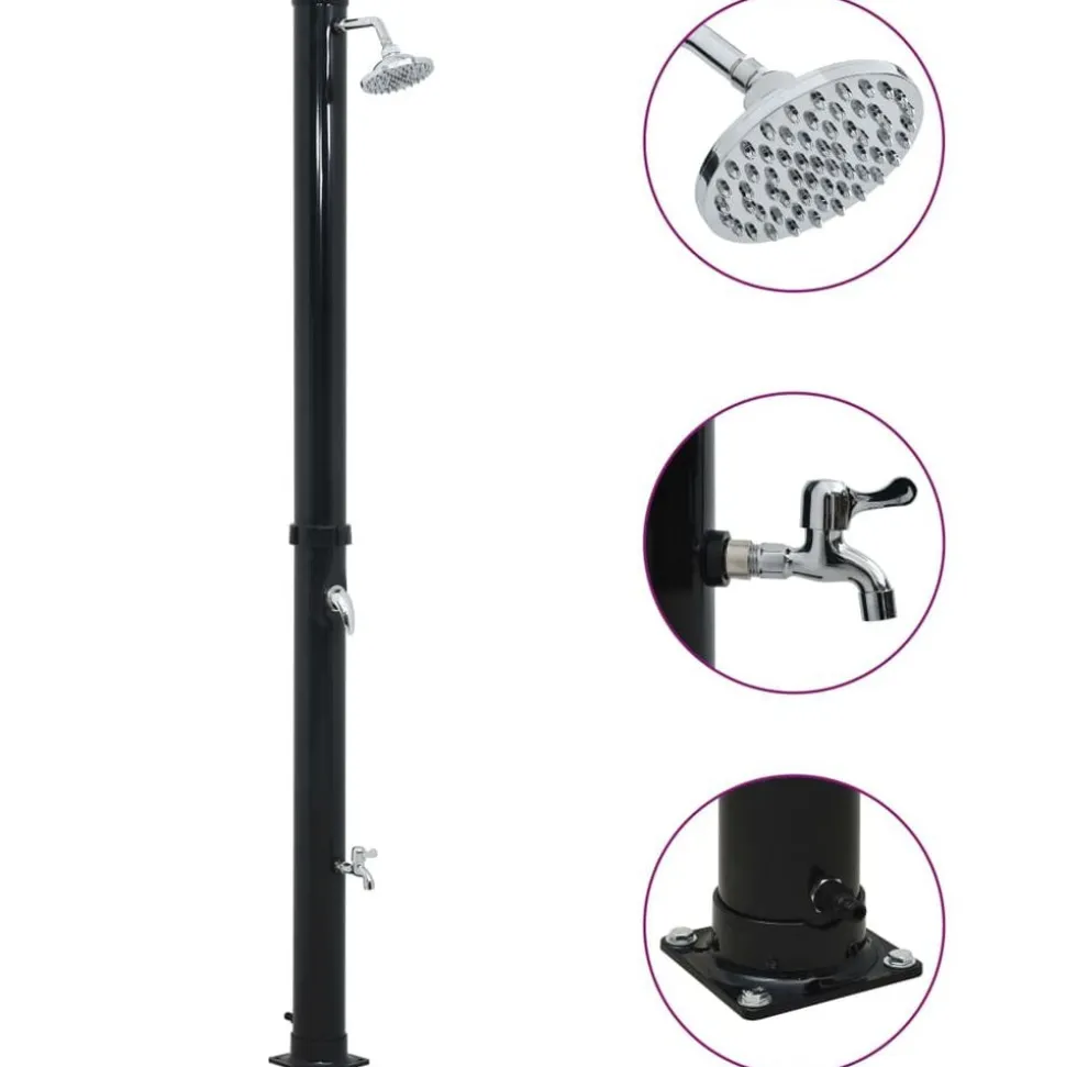 vidaXL Solardouche 20 L 220 cm zwart