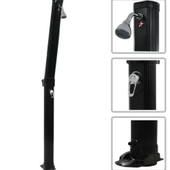 vidaXL Solardouche inklapbaar 23 L 214 cm zwart