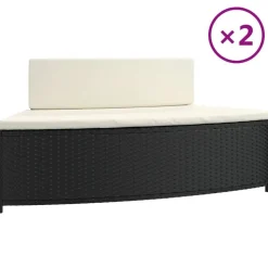 vidaXL Spa-bankjes met kussens 2 st poly rattan zwart