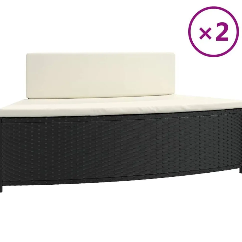 vidaXL Spa-bankjes met kussens 2 st poly rattan zwart