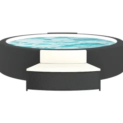 vidaXL Spa-bankjes met kussens 2 st poly rattan zwart
