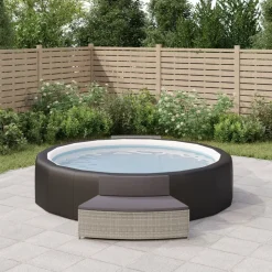 vidaXL Spa-bankjes met kussens 2 st poly rattan grijs