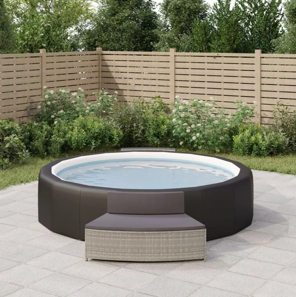 vidaXL Spa-bankjes met kussens 2 st poly rattan grijs