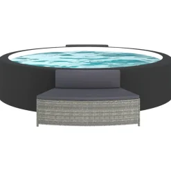 vidaXL Spa-bankjes met kussens 2 st poly rattan grijs
