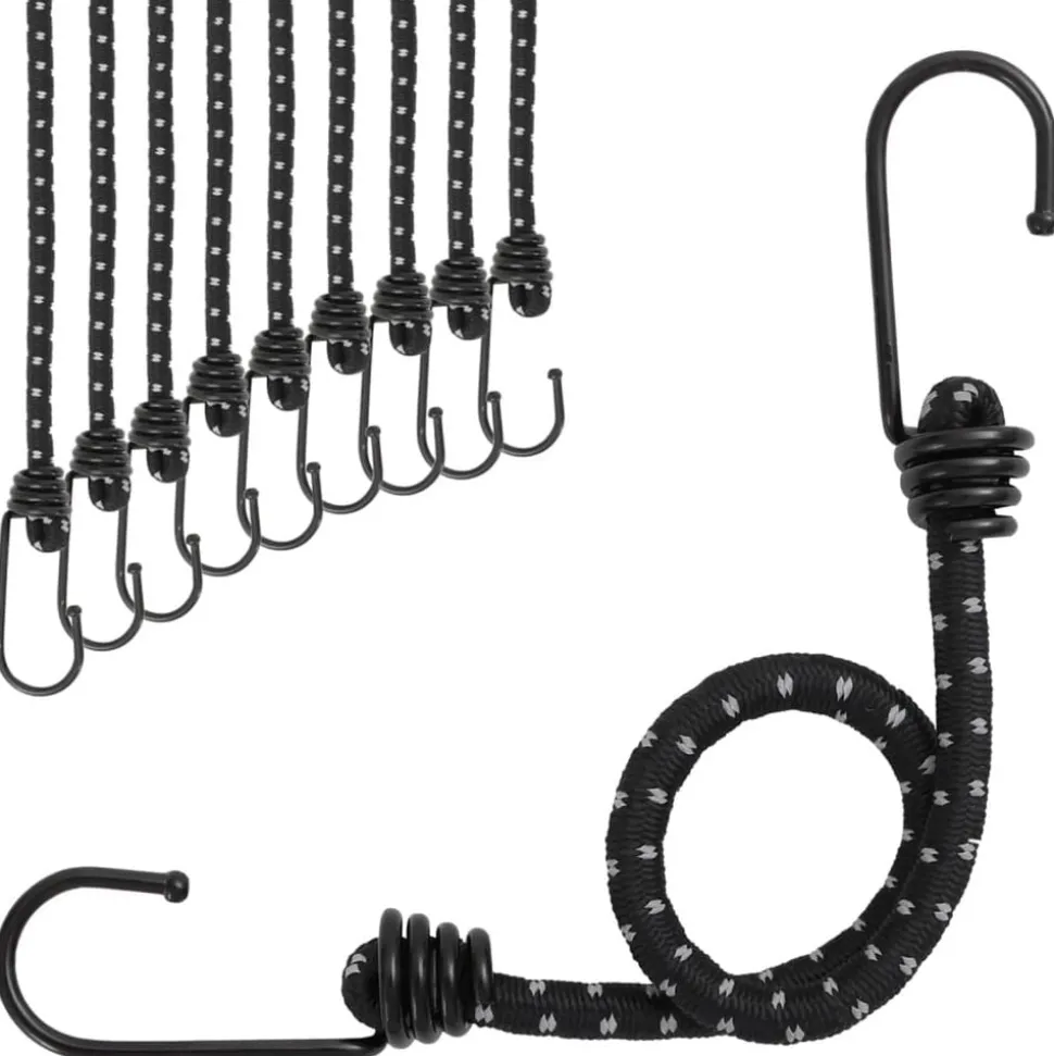 vidaXL Spanelastieken met reflecterende strips en haken 10 stuks 38 cm