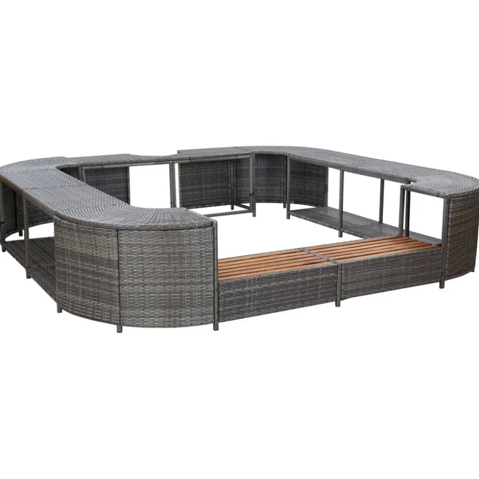 vidaXL Spa-ombouw vierkant 268x268x55 cm poly rattan grijs