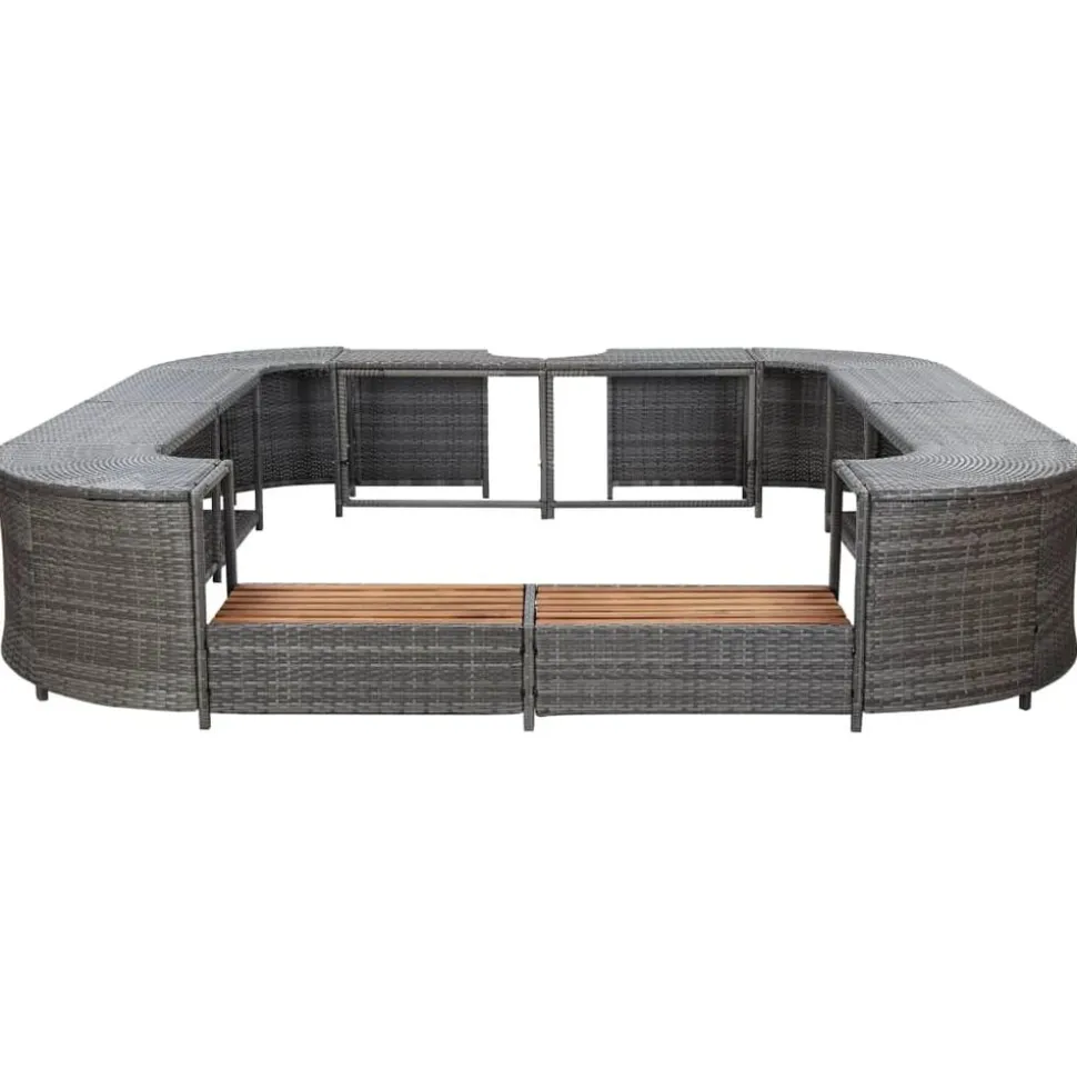 vidaXL Spa-ombouw vierkant 268x268x55 cm poly rattan grijs