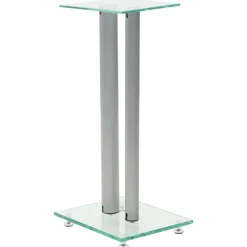 vidaXL Speakerstandaarden zuil-ontwerp gehard glas zilver 2 st