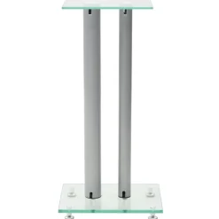 vidaXL Speakerstandaarden zuil-ontwerp gehard glas zilver 2 st
