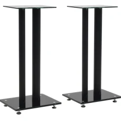 vidaXL Speakerstandaarden zuil-ontwerp gehard glas zwart 2 st