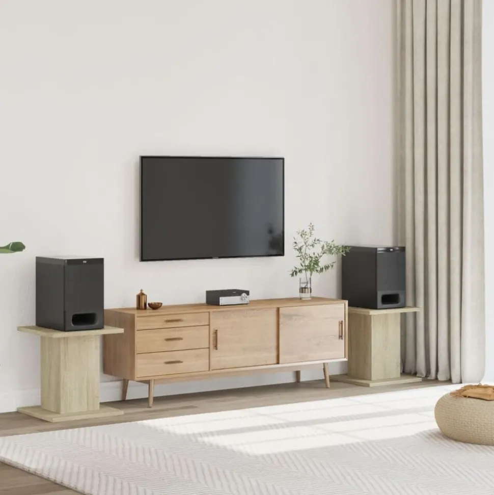 vidaXL Speakerstandaards 2 st 30x30x40 cm bewerkt hout sonoma eiken