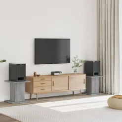 vidaXL Speakerstandaards 2 st 30x30x40 cm bewerkt hout grijs sonoma