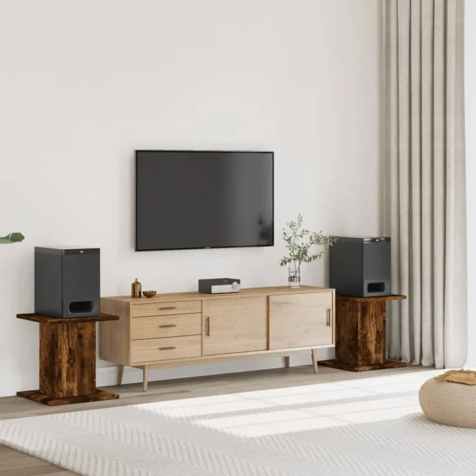 vidaXL Speakerstandaards 2 st 30x30x40 cm bewerkt hout gerookt eiken