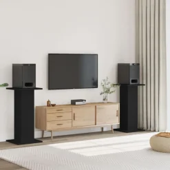 vidaXL Speakerstandaards 2 st 30x30x80 cm bewerkt hout zwart