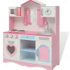 vidaXL Speelgoedkeuken roze en wit 82x30x100 cm hout