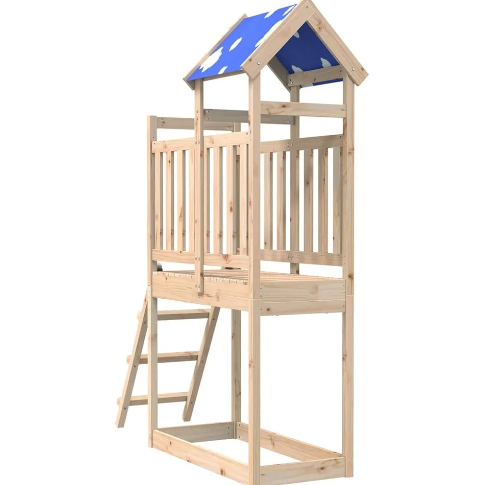 vidaXL Speeltoren Bruin 52,5 x 110,5 x 215 cm Massief grenenhout
