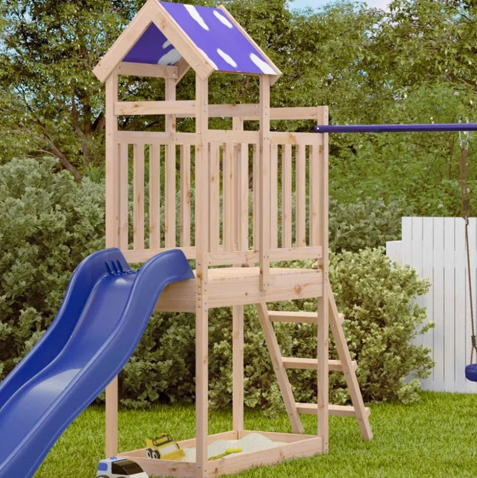 vidaXL Speeltoren Bruin 52,5 x 110,5 x 215 cm Massief grenenhout