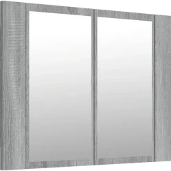 vidaXL Spiegelkast LED 60x12x45 cm bewerkt hout grijs sonoma eiken
