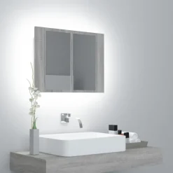 vidaXL Spiegelkast LED 60x12x45 cm bewerkt hout grijs sonoma eiken
