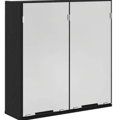 vidaXL Spiegelkast met plank Zwart Eiken 64 x 20 x 67 cm Bewerkt hout