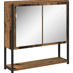 vidaXL Spiegelkast met plank Oudhout 60 x 16 x 60 cm Bewerkt hout