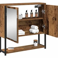 vidaXL Spiegelkast met plank Oudhout 60 x 16 x 60 cm Bewerkt hout