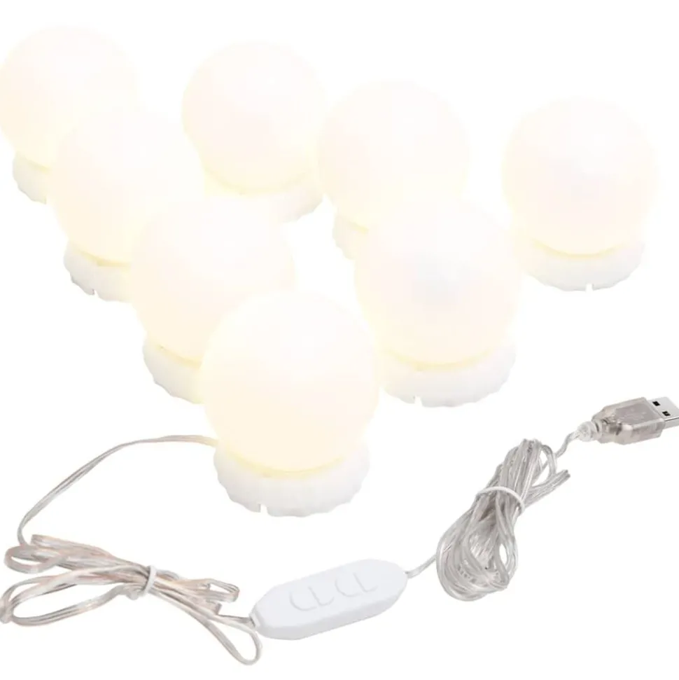 vidaXL Spiegelverlichting met 8 LED-lampen warmwit en koudwit