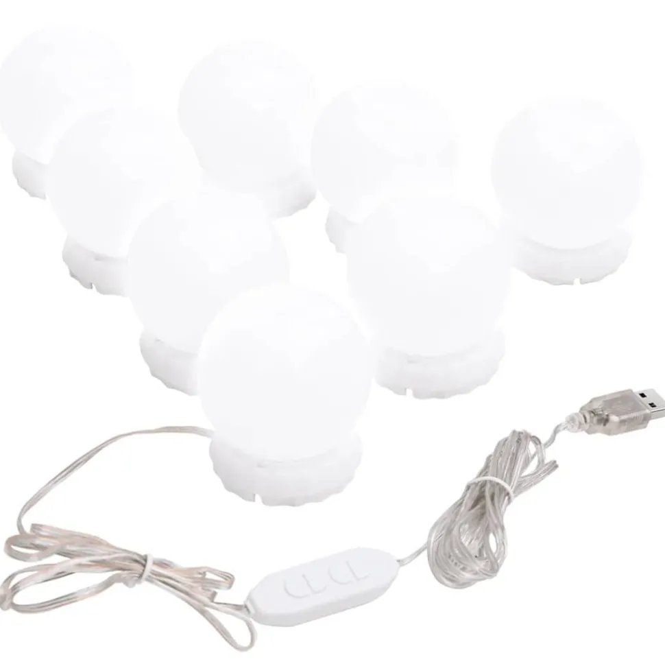 vidaXL Spiegelverlichting met 8 LED-lampen warmwit en koudwit