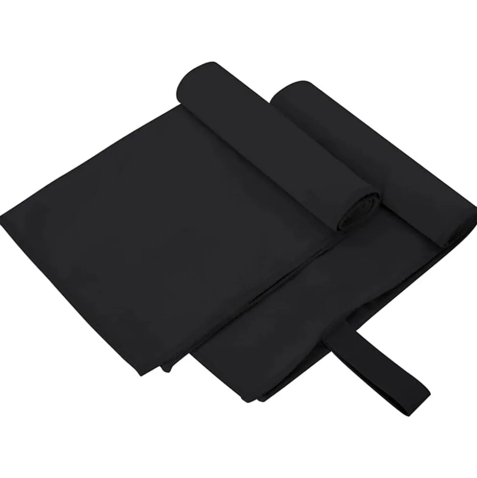 vidaXL Sporthanddoeken 2 pcs Zwart 50 x 30 cm Polyester en polyamide