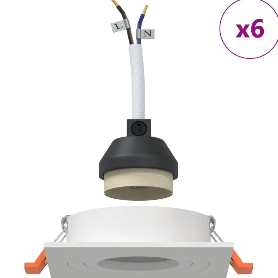 vidaXL Spotje 6 pcs Wit 9 x 9 x 2 cm Aluminium