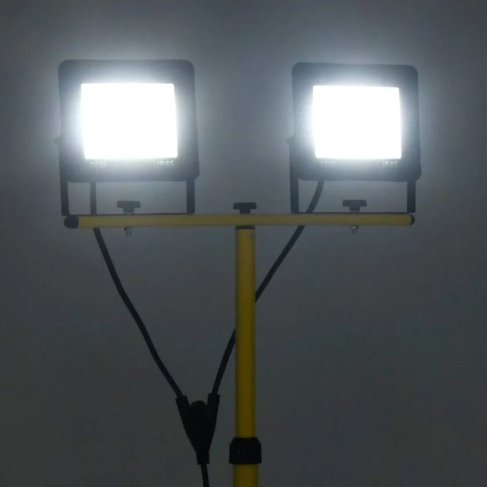 vidaXL Spotlight met statief LED 2x50 W koudwit