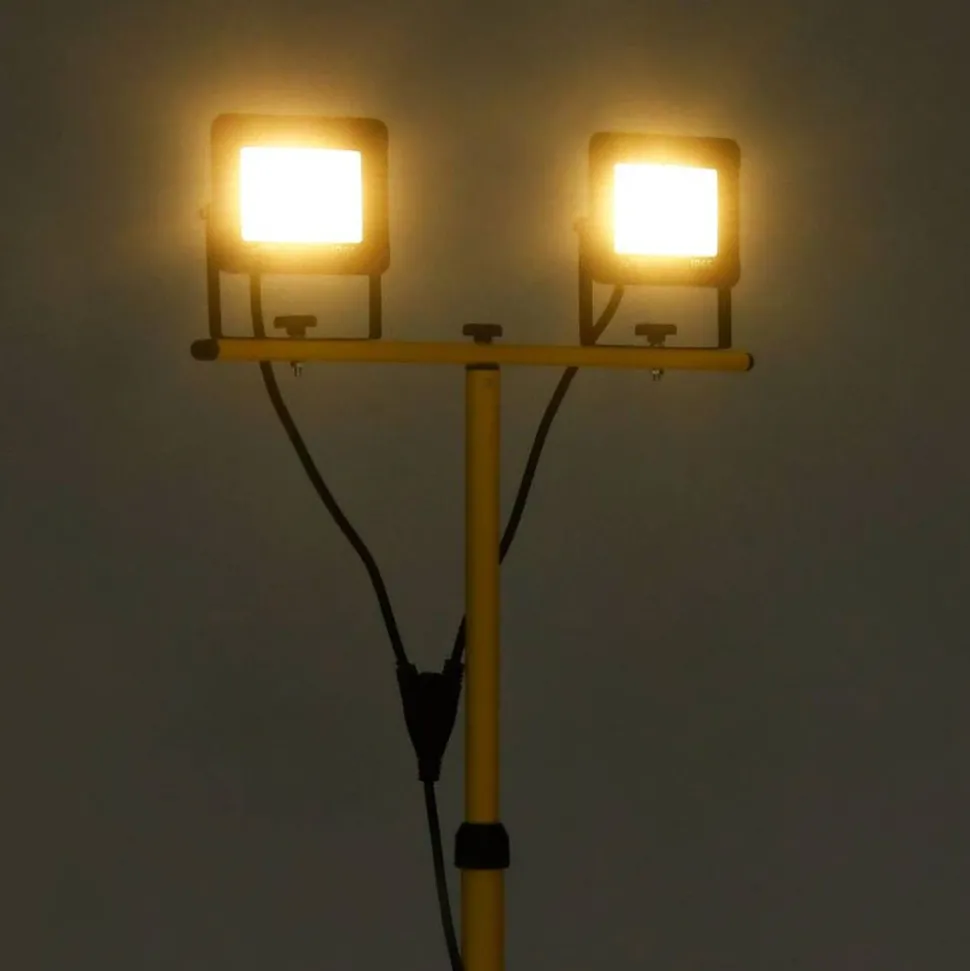 vidaXL Spotlight met statief LED 2x50 W warmwit
