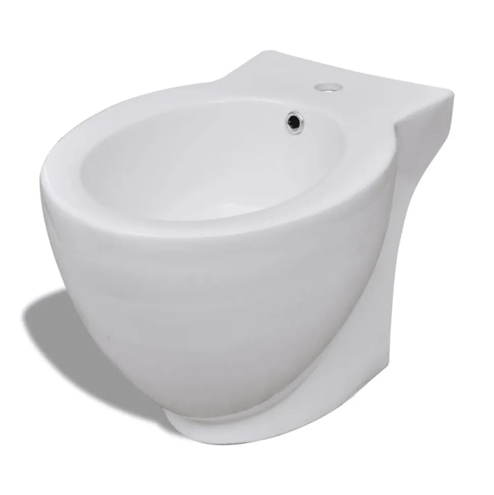 vidaXL Staand bidet rond keramiek wit