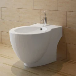 vidaXL Staand bidet rond keramiek wit
