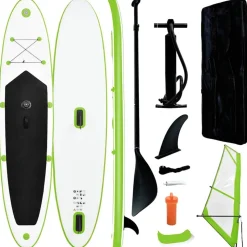 vidaXL Stand Up Paddleboard opblaasbaar met zeilset groen en wit