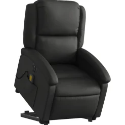 vidaXL Sta-op-massagestoel elektrisch echt leer zwart