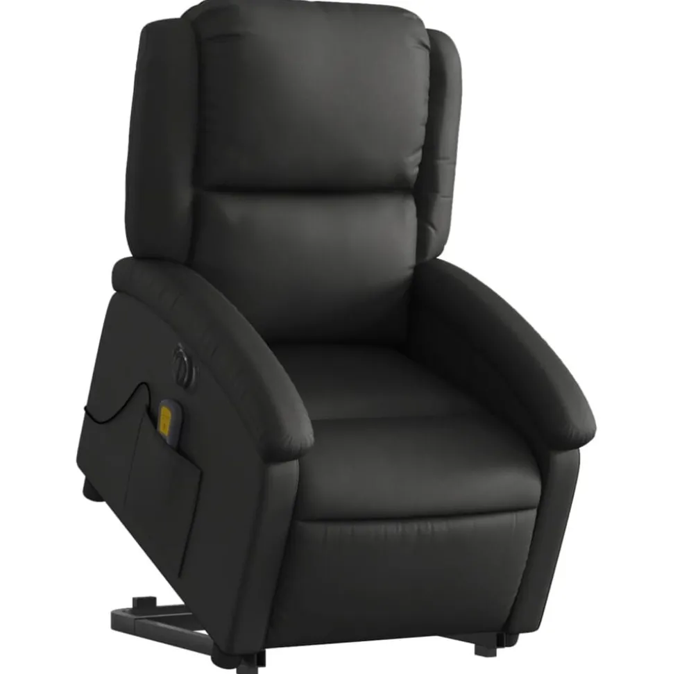 vidaXL Sta-op-massagestoel elektrisch echt leer zwart