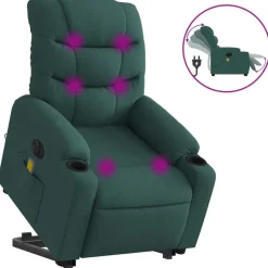 vidaXL Sta-op-massagestoel elektrisch verstelbaar stof donkergroen
