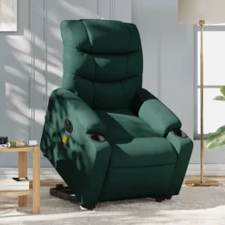 vidaXL Sta-op-massagestoel elektrisch verstelbaar stof donkergroen