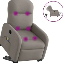 vidaXL Sta-op-massagestoel elektrisch verstelbaar stof taupe