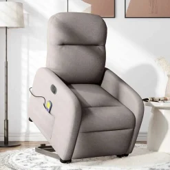 vidaXL Sta-op-massagestoel elektrisch verstelbaar stof taupe