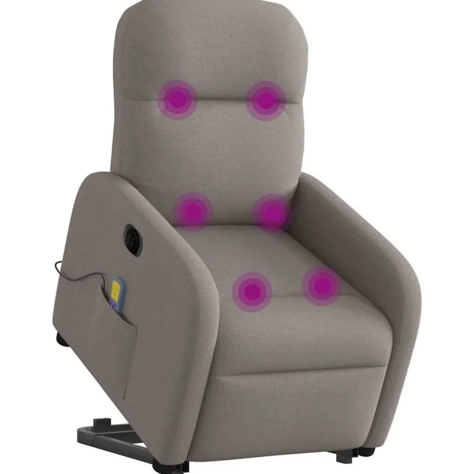 vidaXL Sta-op-massagestoel elektrisch verstelbaar stof taupe