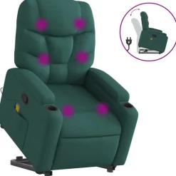 vidaXL Sta-op-massagestoel verstelbaar stof donkergroen