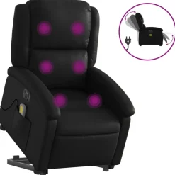 vidaXL Sta-op-massagestoel elektrisch kunstleer zwart