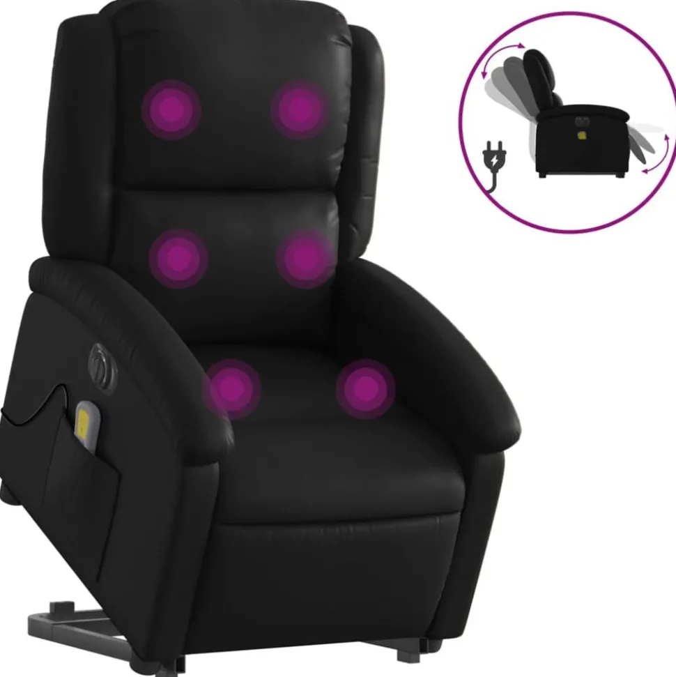vidaXL Sta-op-massagestoel elektrisch kunstleer zwart