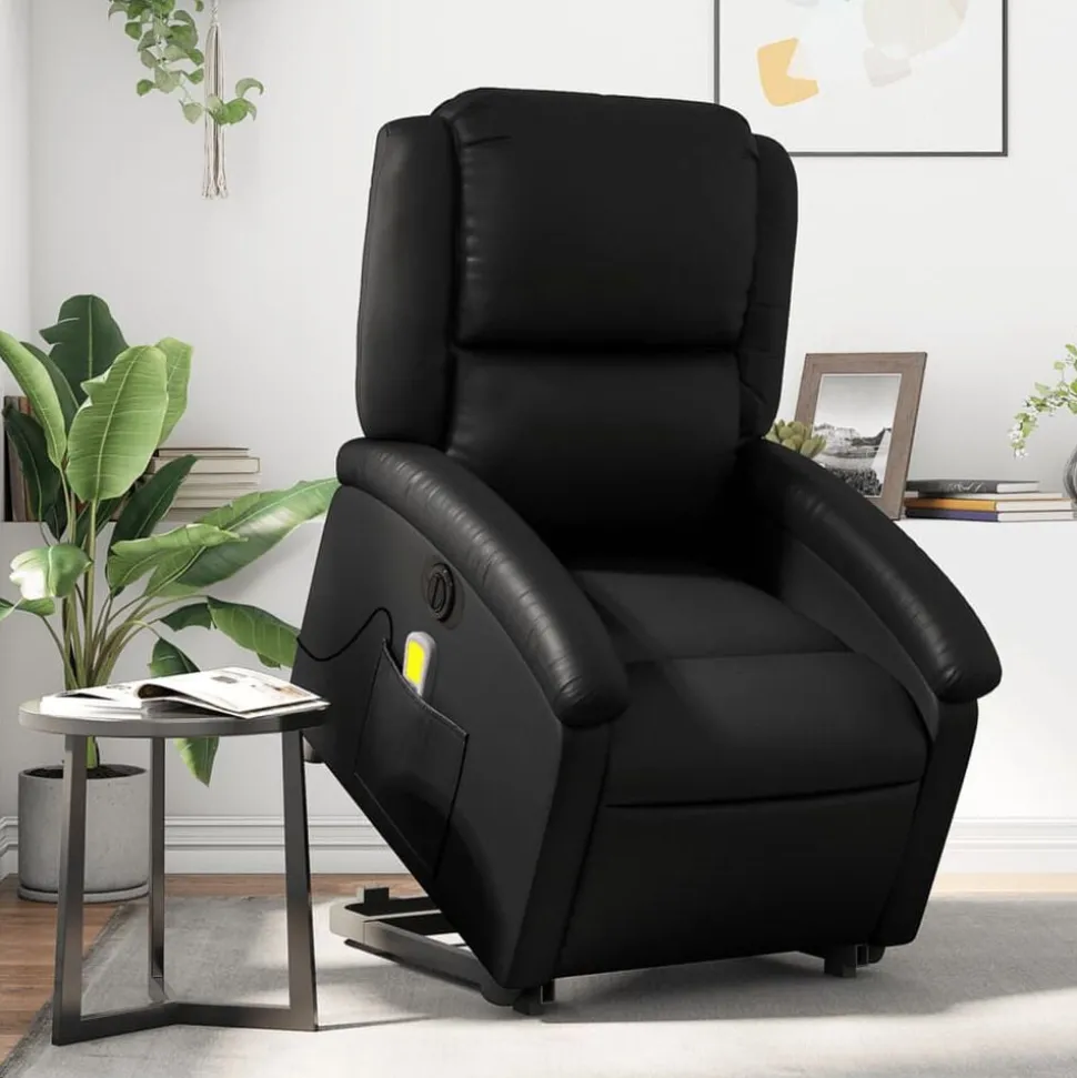 vidaXL Sta-op-massagestoel elektrisch kunstleer zwart